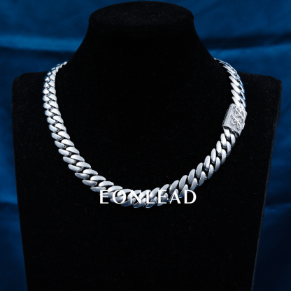 Custom 14mm 6-26inches S925 Silver White Gold Plated D VVS Moissanite Diamond Clasp Cuban Chain Bracelet Necklace