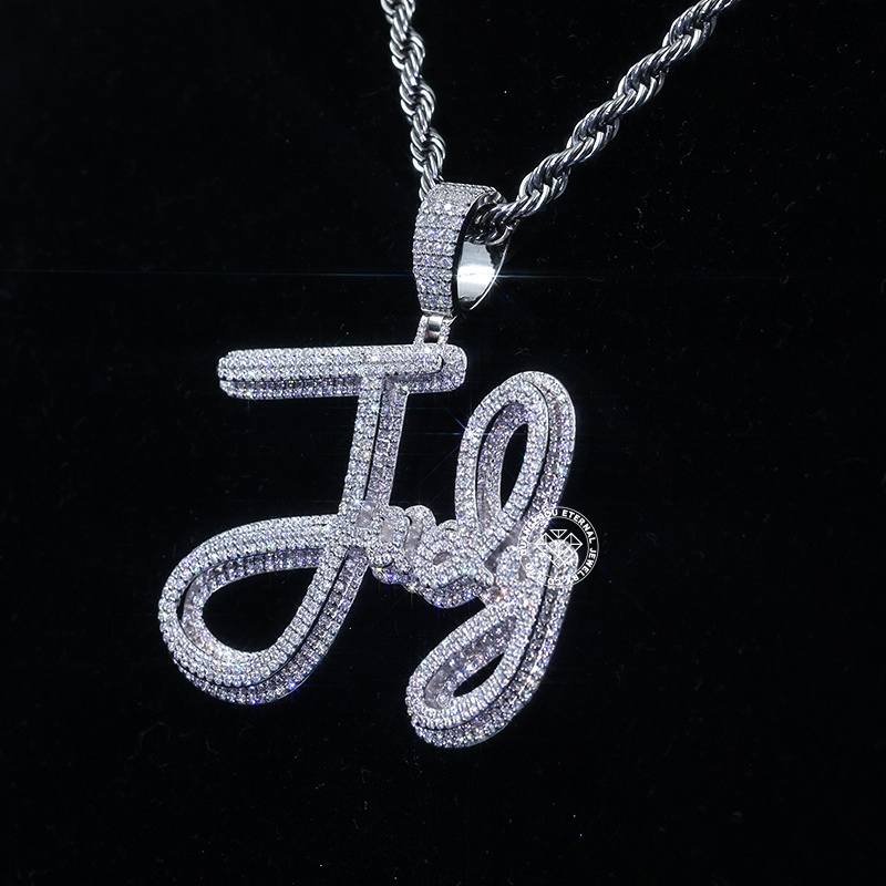 CUSTOM 2INCHES S925 SILVER ICED OUT D VVS MOISSANITE DIAMOND “JUDY” LETTER Rapper HIP HOP PENDANT 
