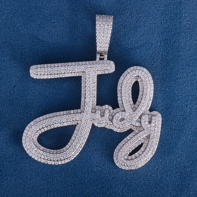 CUSTOM 2INCHES S925 SILVER ICED OUT D VVS MOISSANITE DIAMOND “JUDY” LETTER Rapper HIP HOP PENDANT 