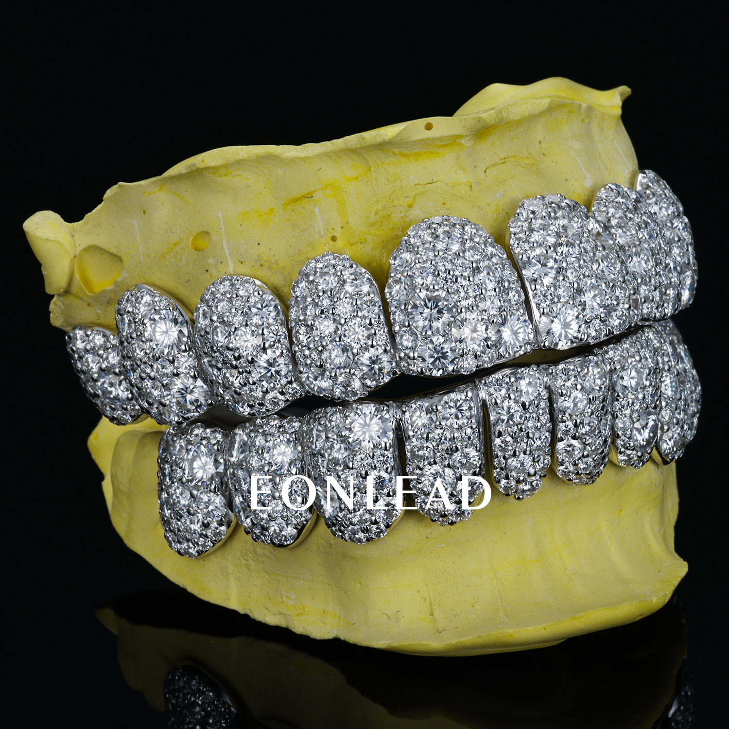 Custom Top Bottom 10 S925 Silver Moissanite Lab Diamond Perm Cut 10K 14K 18K Solid Gold Mosaic Setting Round Cut Teeth Grillz