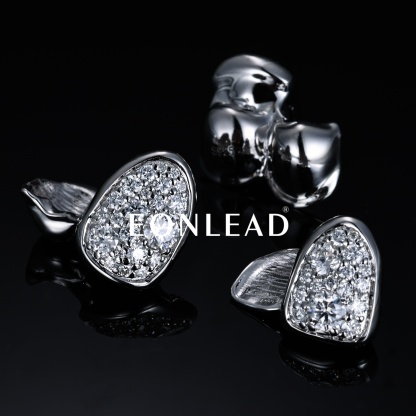 Custom 925 Silver 3 Teeth Galaxy Set Grillz Fully Paved Moissanite Lab Diamond Micro Pave Single Tooth Grills Minimalist Hip Hop Custom Dental Jewelry Rapper