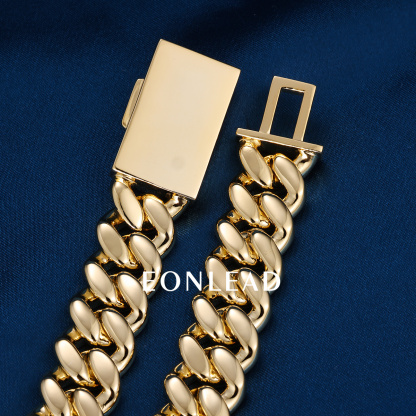 Custom 14mm 6-26inches S925 Silver Yellow Gold Plated D VVS Moissanite Diamond Clasp Cuban Chain Bracelet Necklace