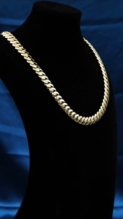 Custom 14mm 6-26inches S925 Silver Yellow Gold Plated D VVS Moissanite Diamond Clasp Cuban Chain Bracelet Necklace