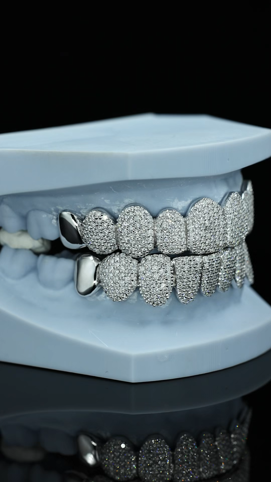 Custom Mixed Plain Cap & Full Pave VVS Moissanite Grillz Iced Out 925 Silver Real Solid Gold Top Bottom For Men Women