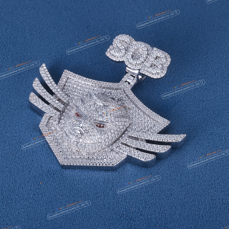 Custom S925 sterling silver VVSD moissanite cartoon pendant 2.5inch