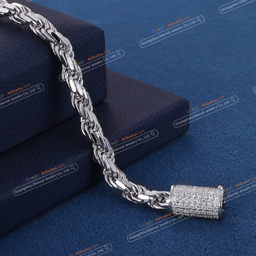 Custom 7.5Inches 5mm S925 Sterling Silver Rope Chain Bracelet