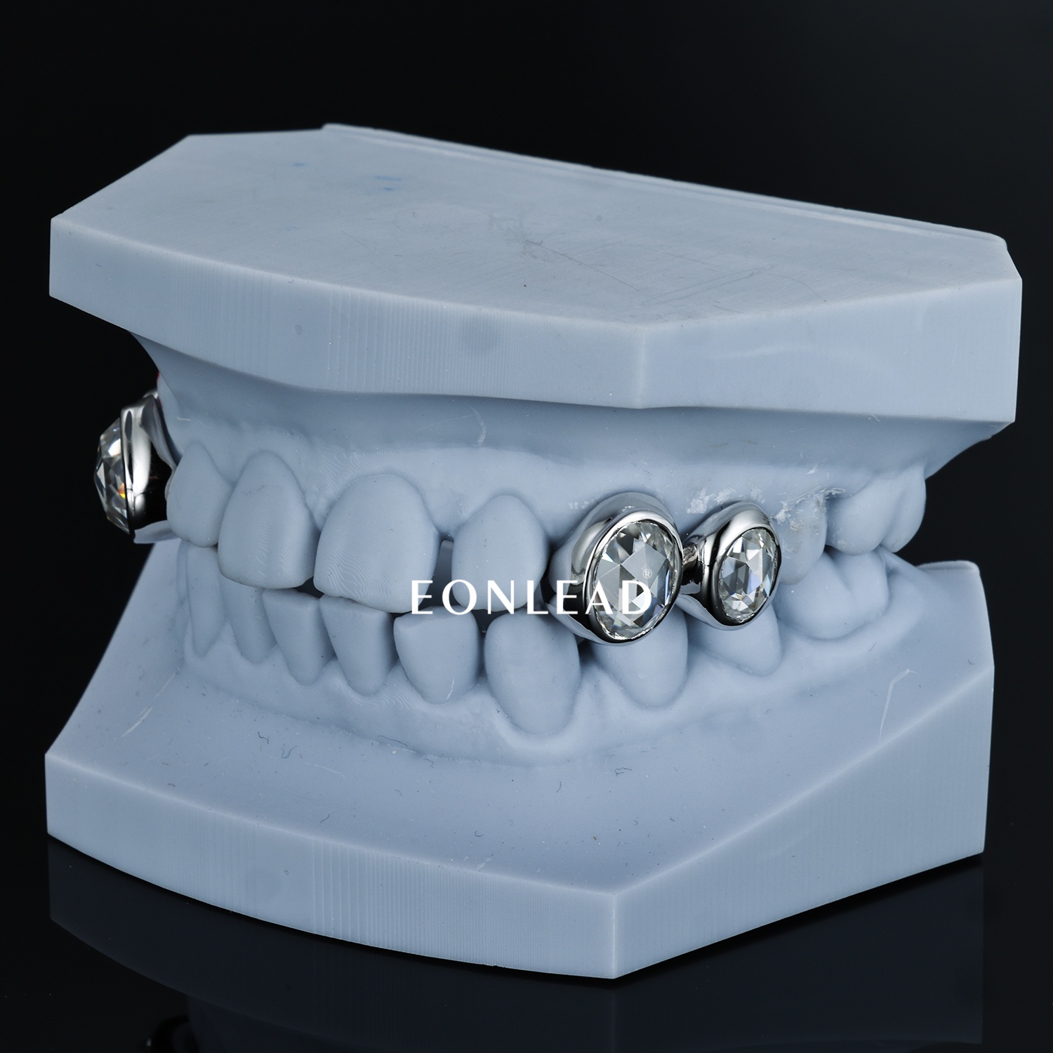 Oval Bezel Rose Cut Set Diamond Grillz Silver Plated Teeth Grillz Hip Hop Bling Teeth Caps for Men Women