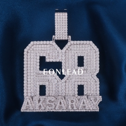 EONLEAD Custom Big Double Layer Number Letter Name Pendant Fully Iced Out Moissanite Hip Hop Necklace Charm For Men Women