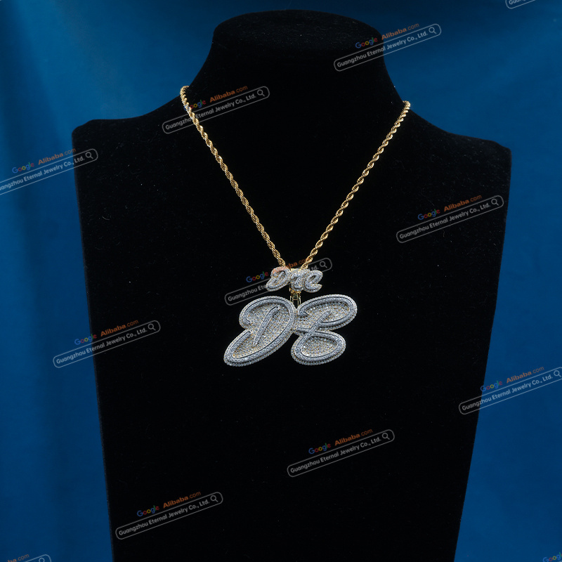 Custom S925 sterling silver VVSD moissanite letter pendant 2.5inch