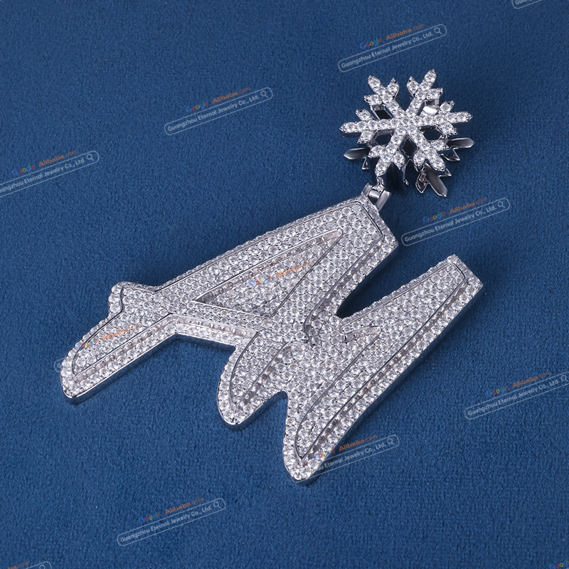 Custom S925 sterling silver VVSD moissanite letter pendant 2.5inch