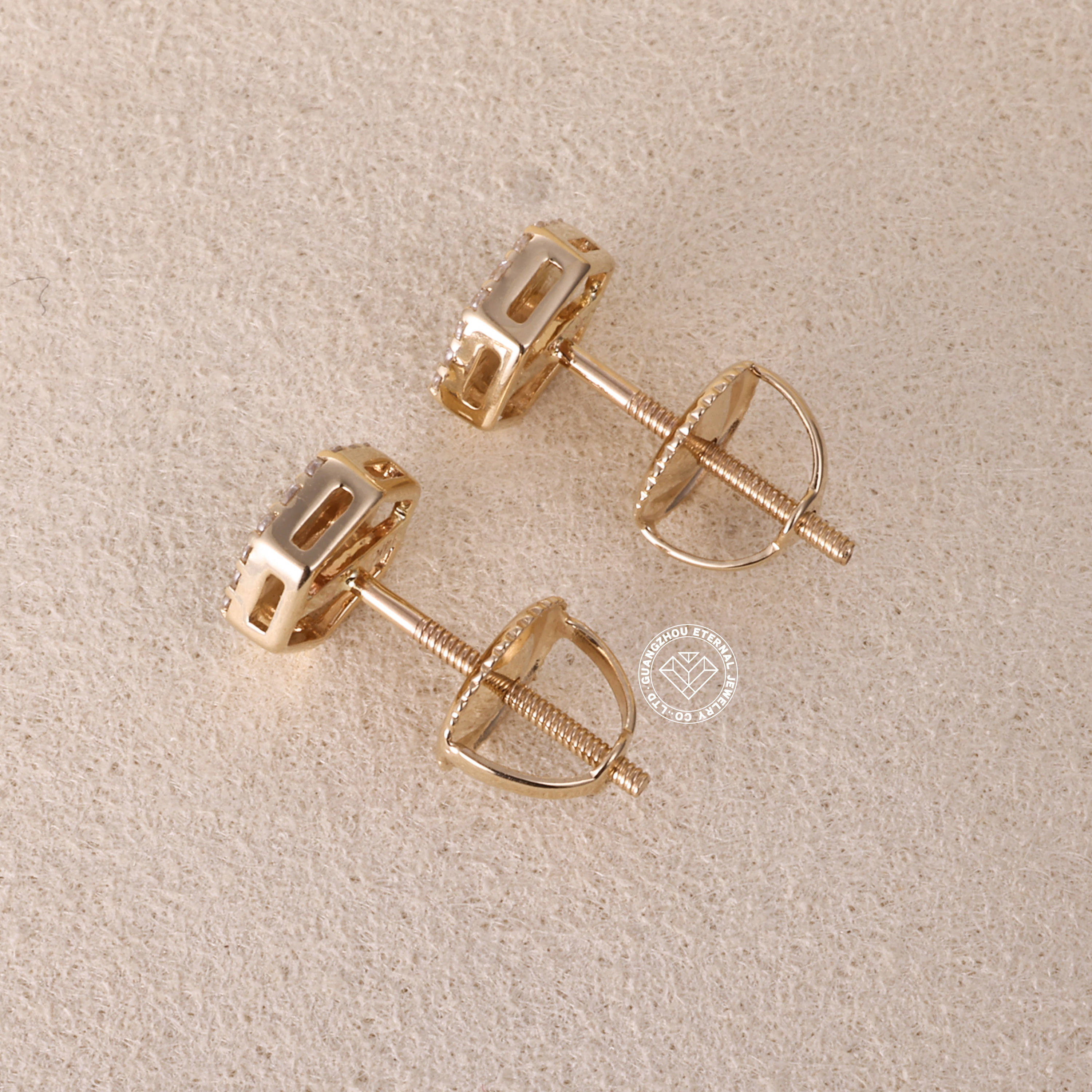 9K 10K 14K 18K Solid Gold Yellow S925 Silver Iced Out Hiphop D VVS Round Cut D VVS Moissanite Earrings For Men Women