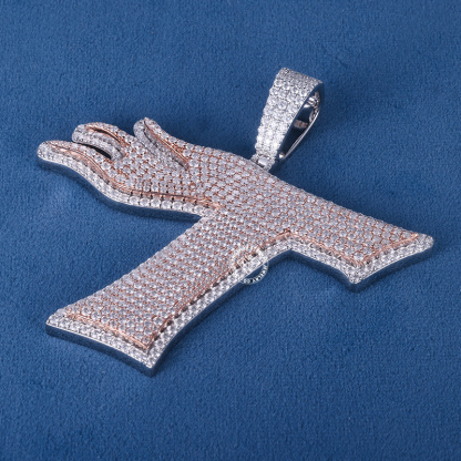 CUSTOM 3INCHES S925 SILVER ROSE GOLD PLATED ICED OUT D VVS MOISSANITE DIAMOND “T” LETTER RAPPER HIP HOP PENDANT