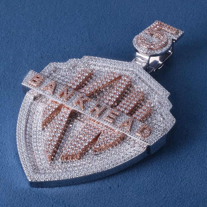 CUSTOM 3INCHES S925 SILVER TWO-TONE ICED OUT D VVS MOISSANITE DIAMOND “KW” LETTER RAPPER HIP HOP PENDANT 