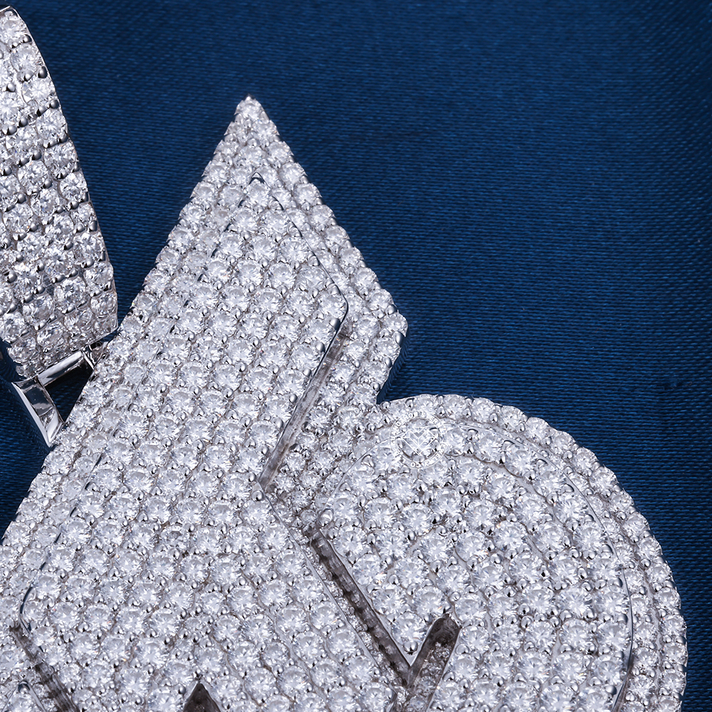 CUSTOM 3INCHES S925 SILVER ICED OUT D VVS MOISSANITE DIAMOND LETTERS PENDANT RAPPER HIP HOP PENDANT 