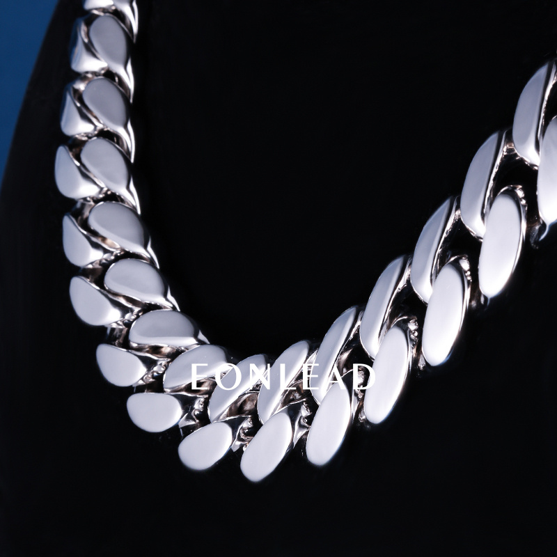 20mm 6-26inches S925 Sterling Silver Gold White Plated Hip Hop Miami Curb Cuban Chain Necklace