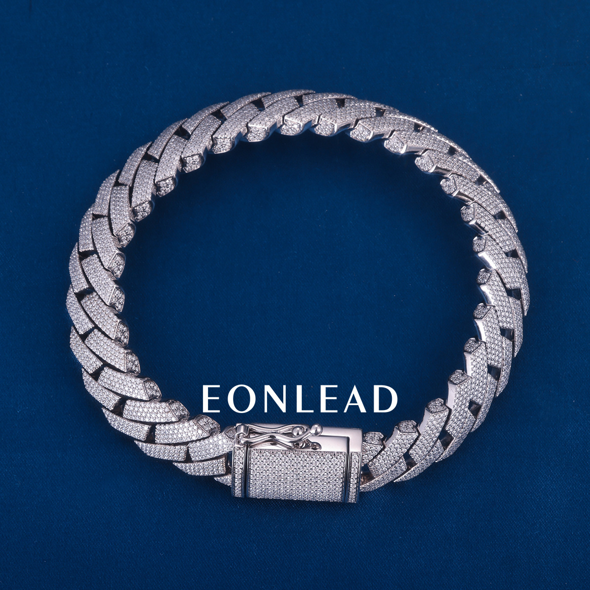 Custom 12mm 8inches S925 Silver Yellow Gold Plated D VVS Moissanite Diamond Cuban Chain Bracelet