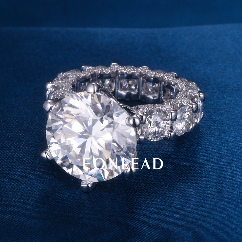 Custom Women S925 Silver 9K 10K 14K 18K Solid Gold White 3CT 5CT 10CT D VVS Round cut Moissanite Diamond Engagement Ring