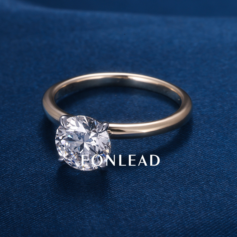 Custom 9K 10K 14K 18K Solid Gold Yellow S925 Silver 1CT 1.5CT 2CT D VVS Round cut Moissanite Lab Grown Diamond Engagement Solitaire Ring FOR WOMEN