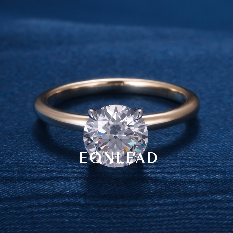 Custom 9K 10K 14K 18K Solid Gold Yellow S925 Silver 1CT 1.5CT 2CT D VVS Round cut Moissanite Lab Grown Diamond Engagement Solitaire Ring FOR WOMEN