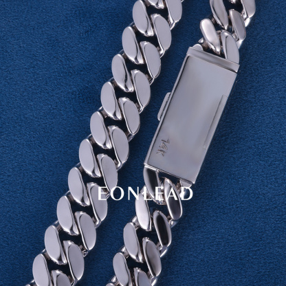 12mm 24inches S925 Sterling Silver White Gold Plated baguette Moissanite Diamond Clasp Miami Cuban Chain Necklace