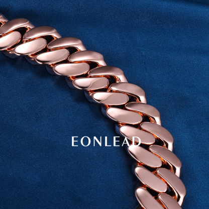 Custom 24mm 6-26inches S925 Silver Rose Gold Plated D VVS Moissanite Diamond Clasp Cuban Chain Bracelet Necklace