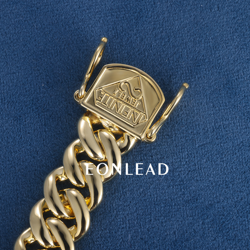 Custom 15mm 26inches S925 Solid Silver Yellow Gold Plated Miami Cuban Link Chain Necklace