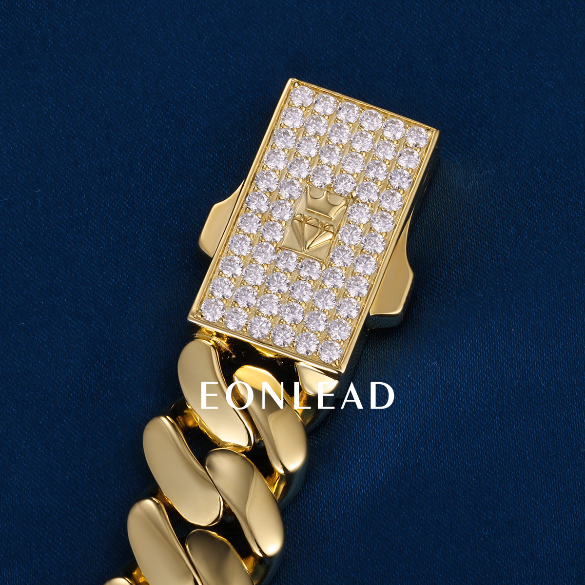 Custom 15mm 8inches S925 Silver Yellow Gold Plated D VVS Moissanite Diamond Cuban Chain Bracelet