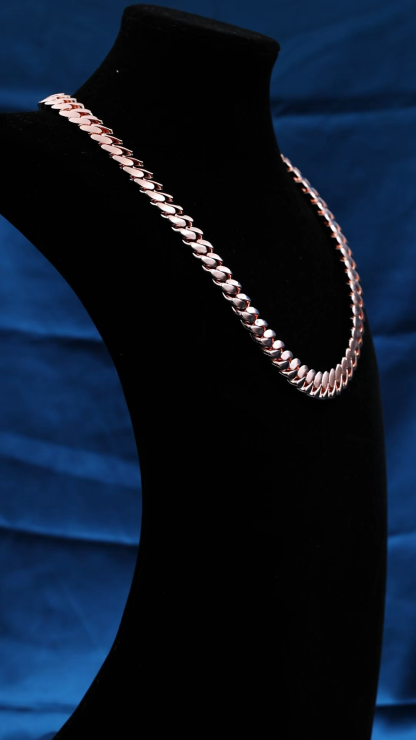 Custom 15mm 24inches S925 Solid Silver Rose Gold Plated Miami Cuban Link Chain Bracelet Necklace