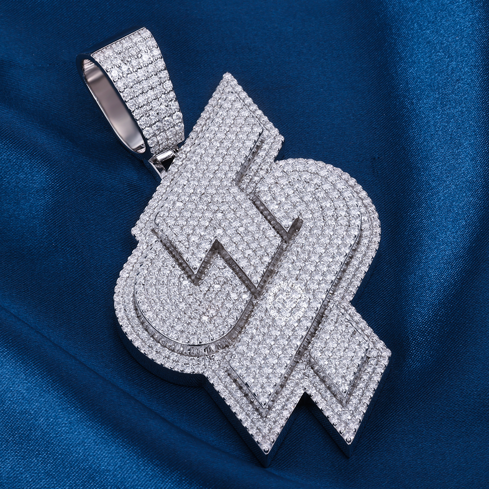 CUSTOM 3INCHES S925 SILVER ICED OUT D VVS MOISSANITE DIAMOND LETTERS PENDANT RAPPER HIP HOP PENDANT 