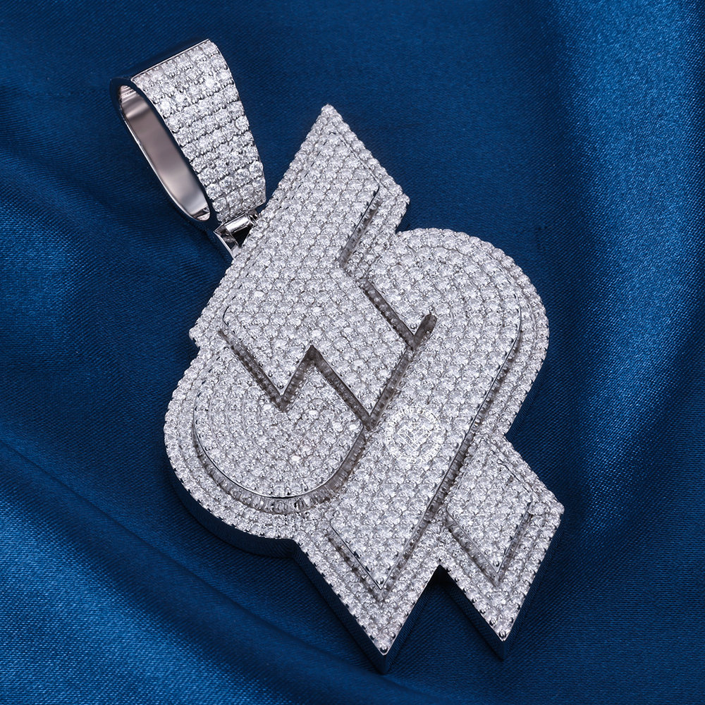 CUSTOM 3INCHES S925 SILVER ICED OUT D VVS MOISSANITE DIAMOND LETTERS PENDANT RAPPER HIP HOP PENDANT 
