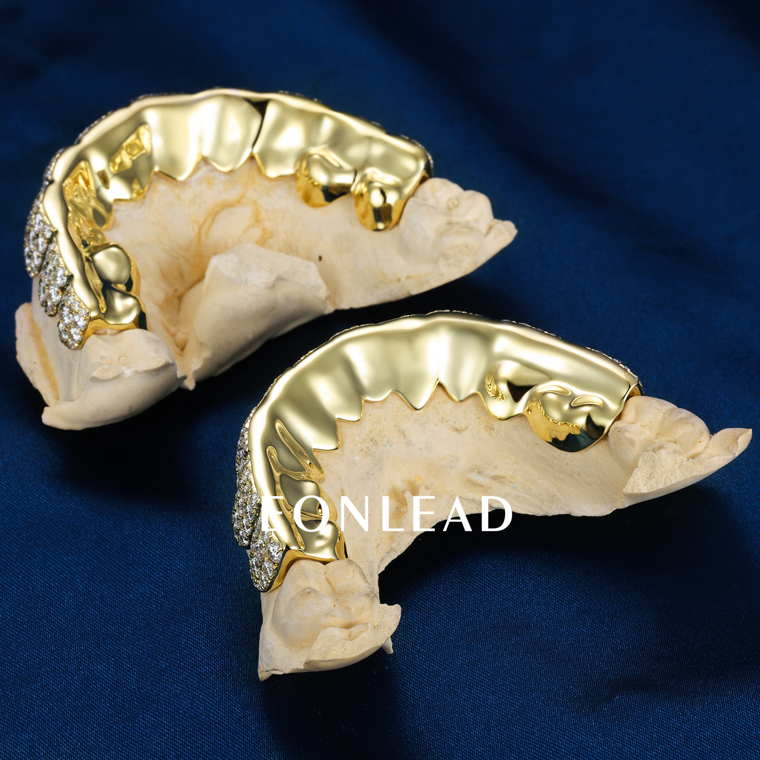 Custom Top & Bottom 10  S925 Silver Yellow Gold Plated VVS Moissanite Diamond Perm cut Honeycomb Setting Teeth Grillz