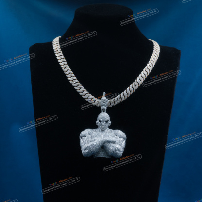 Custom S925 sterling silver VVSD moissanite cartoon pendant 2.5inch