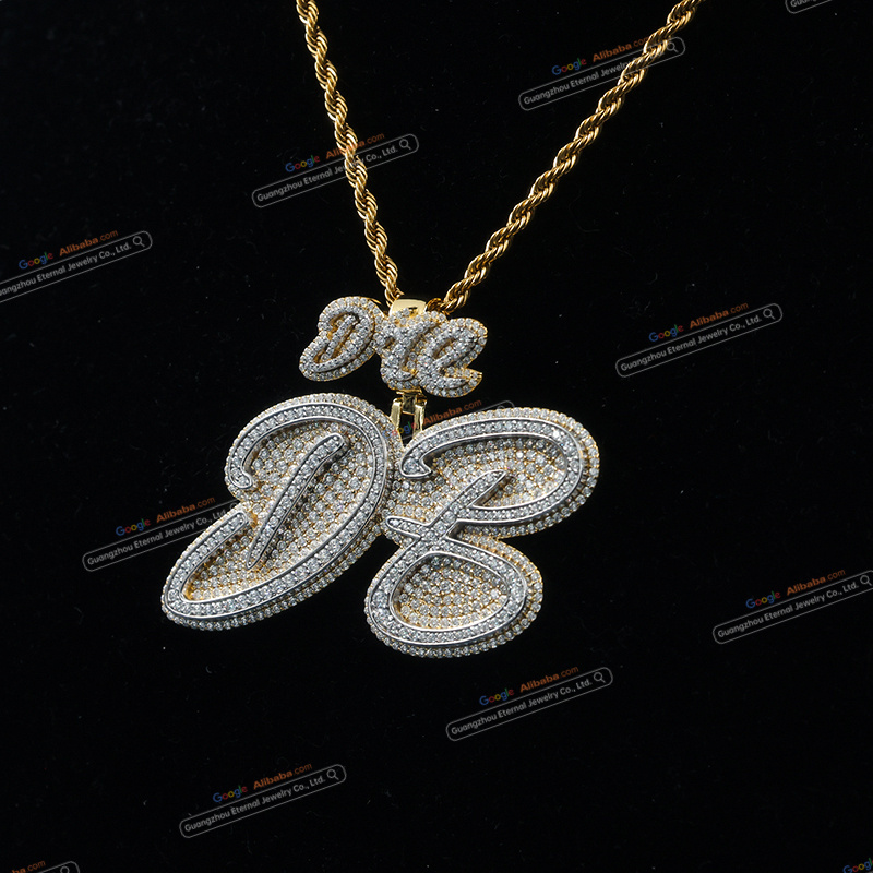 Custom S925 sterling silver VVSD moissanite letter pendant 2.5inch