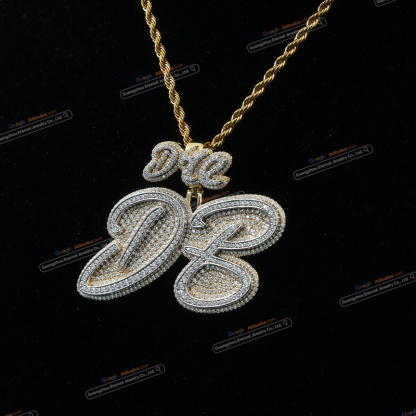 Custom S925 sterling silver VVSD moissanite letter pendant 2.5inch