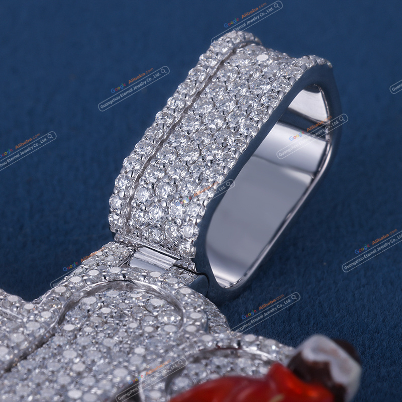 Custom S925 sterling silver VVSD moissanite letter enamel pendant 3inch