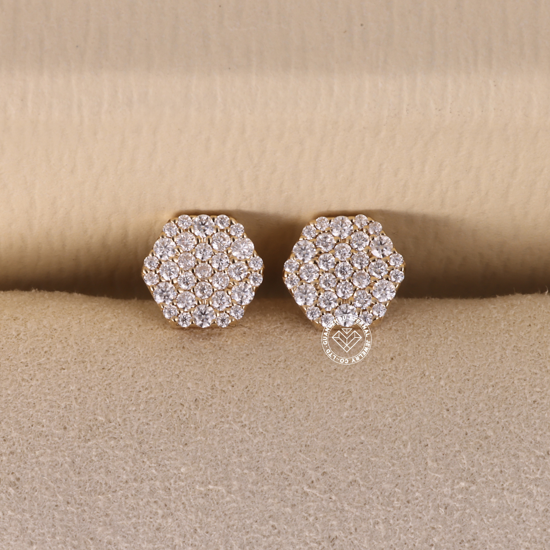 9K 10K 14K 18K Solid Gold Yellow S925 Silver Iced Out Hiphop D VVS Round Cut D VVS Moissanite Earrings For Men Women