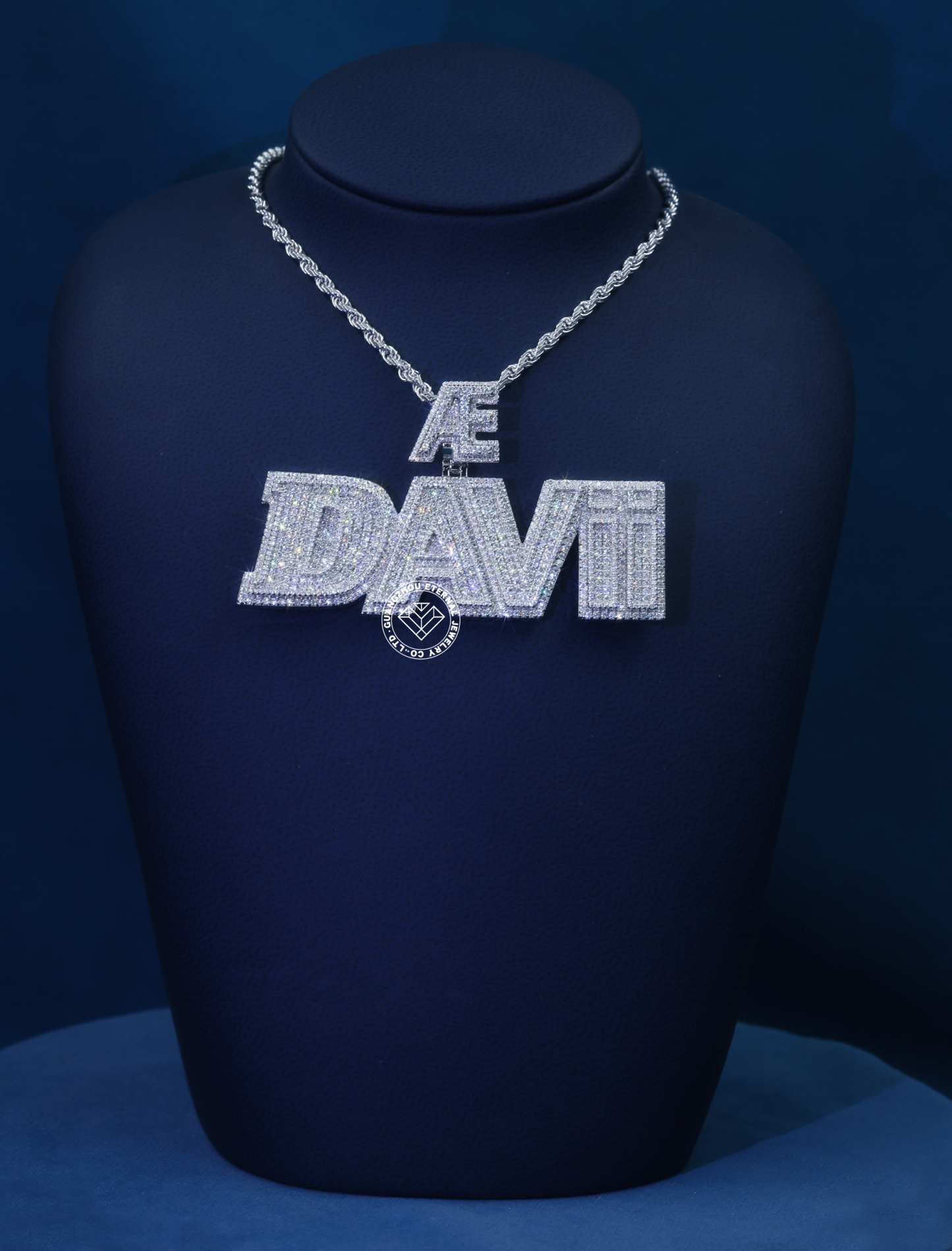 CUSTOM 3INCHES S925 SILVER ICED OUT D VVS MOISSANITE DIAMOND “DAVII” LETTER RAPPER HIP HOP PENDANT 