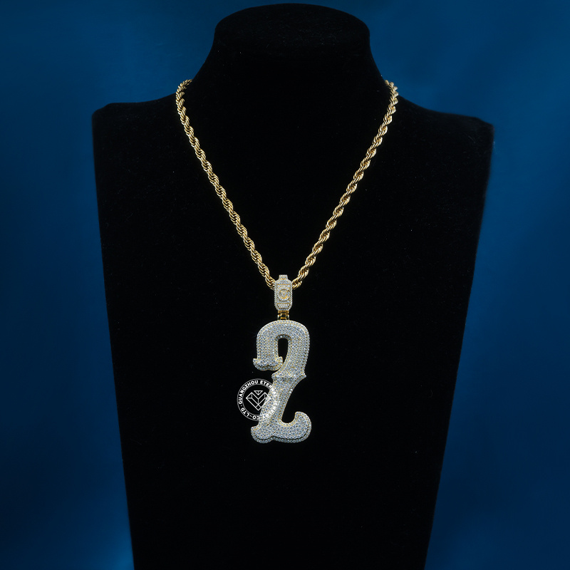CUSTOM 2.5INCHES S925 SILVER YELLOW GOLD PALTED ICED OUT D VVS MOISSANITE DIAMOND “2” NUMBER RAPPER HIP HOP PENDANT 