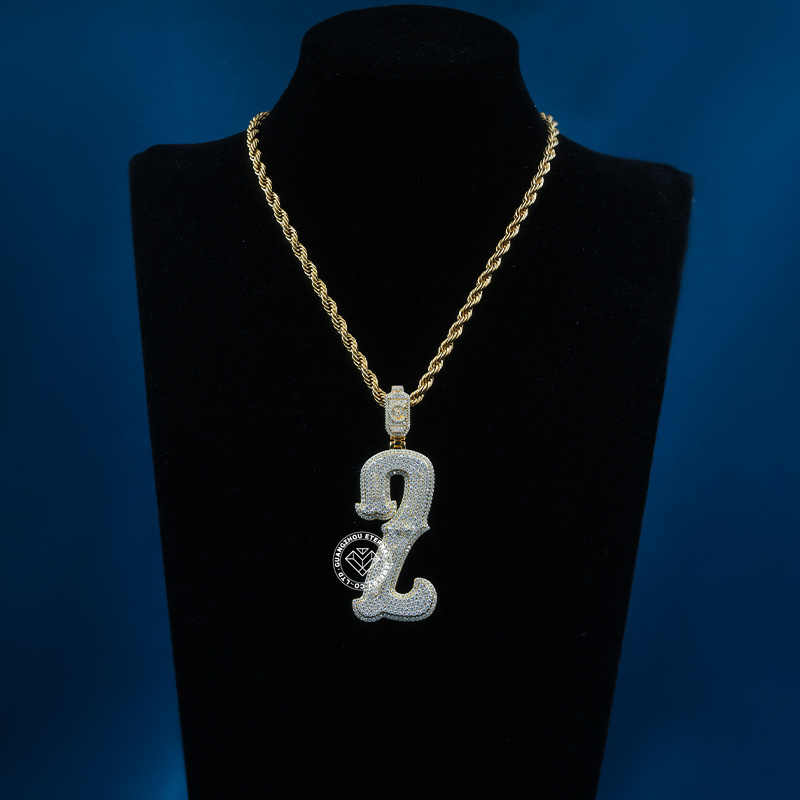CUSTOM 2.5INCHES S925 SILVER YELLOW GOLD PALTED ICED OUT D VVS MOISSANITE DIAMOND “2” NUMBER RAPPER HIP HOP PENDANT 
