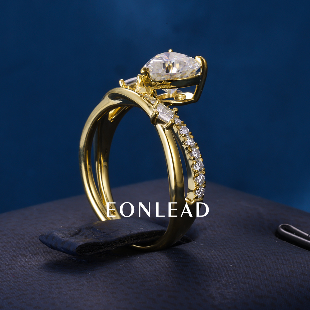 9K 10K 14K 18K Solid Gold Yellow S925 Silver 1CT 1.5CT 2CT D VVS Heart cut Moissanite Lab Grown Diamond Engagement Ring FOR WOMEN
