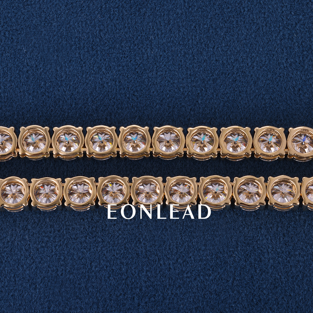 5mm 9K 10K 14K 18K Solid Gold Yellow D VVS Moissanite Diamond Tennis Chain Bracelet 6-24 inch Tennis Chain Necklace