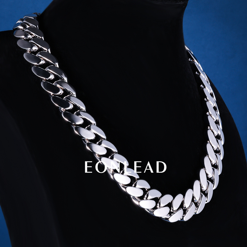 20mm 6-26inches S925 Sterling Silver Gold White Plated Hip Hop Miami Curb Cuban Chain Necklace