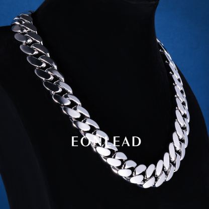 20mm 6-26inches S925 Sterling Silver Gold White Plated Hip Hop Miami Curb Cuban Chain Necklace