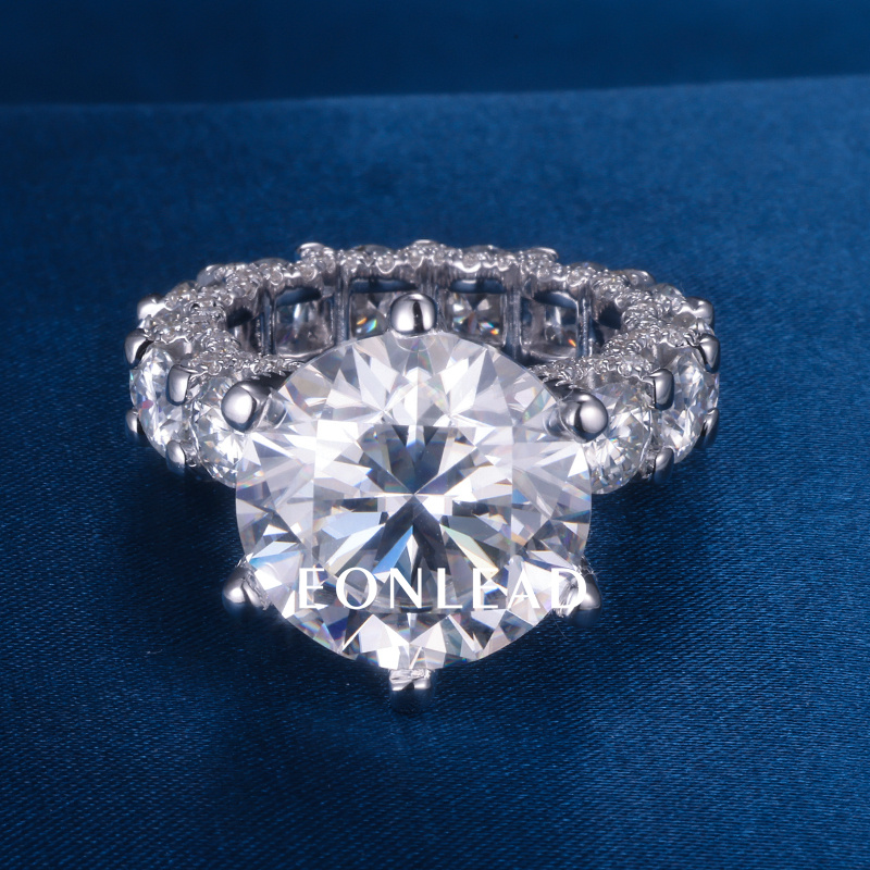 Custom Women S925 Silver 9K 10K 14K 18K Solid Gold White 3CT 5CT 10CT D VVS Round cut Moissanite Diamond Engagement Ring