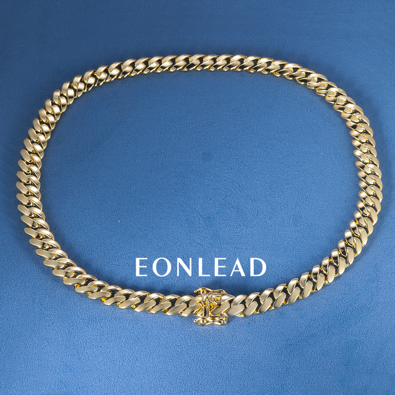 Custom 15mm 26inches S925 Solid Silver Yellow Gold Plated Miami Cuban Link Chain Necklace