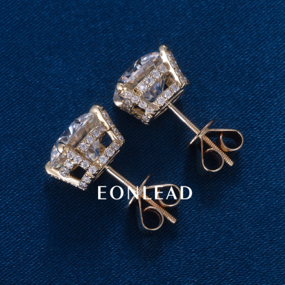 9K 10K 14K 18K Solid Gold S925 Silver 0.5ct 1ct 1.5ct 2ct D VVS Round Cut D VVS Moissanite IGI Lab Diamond Earrings For Men Women