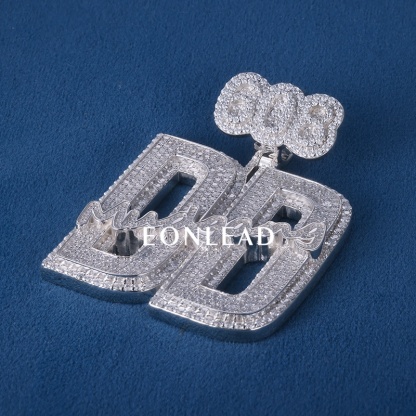  Custom Iced Out Double DD Letter Name Pendant With 608 Top Charm Silver Plated Micro Pave Moissanite Lab Diamond Custom Hip Hop Necklace Charm High End Jewelry For Men Women