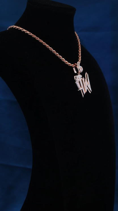 CUSTOM 1.6INCHES S925 SILVER Rose Gold Palted ICED OUT D VVS MOISSANITE DIAMOND “TW” LETTER RAPPER HIP HOP PENDANT 