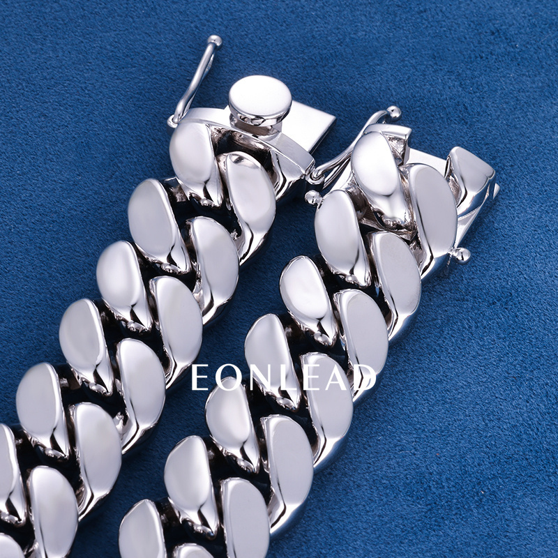 20mm 6-26inches S925 Sterling Silver Gold White Plated Hip Hop Miami Curb Cuban Chain Necklace