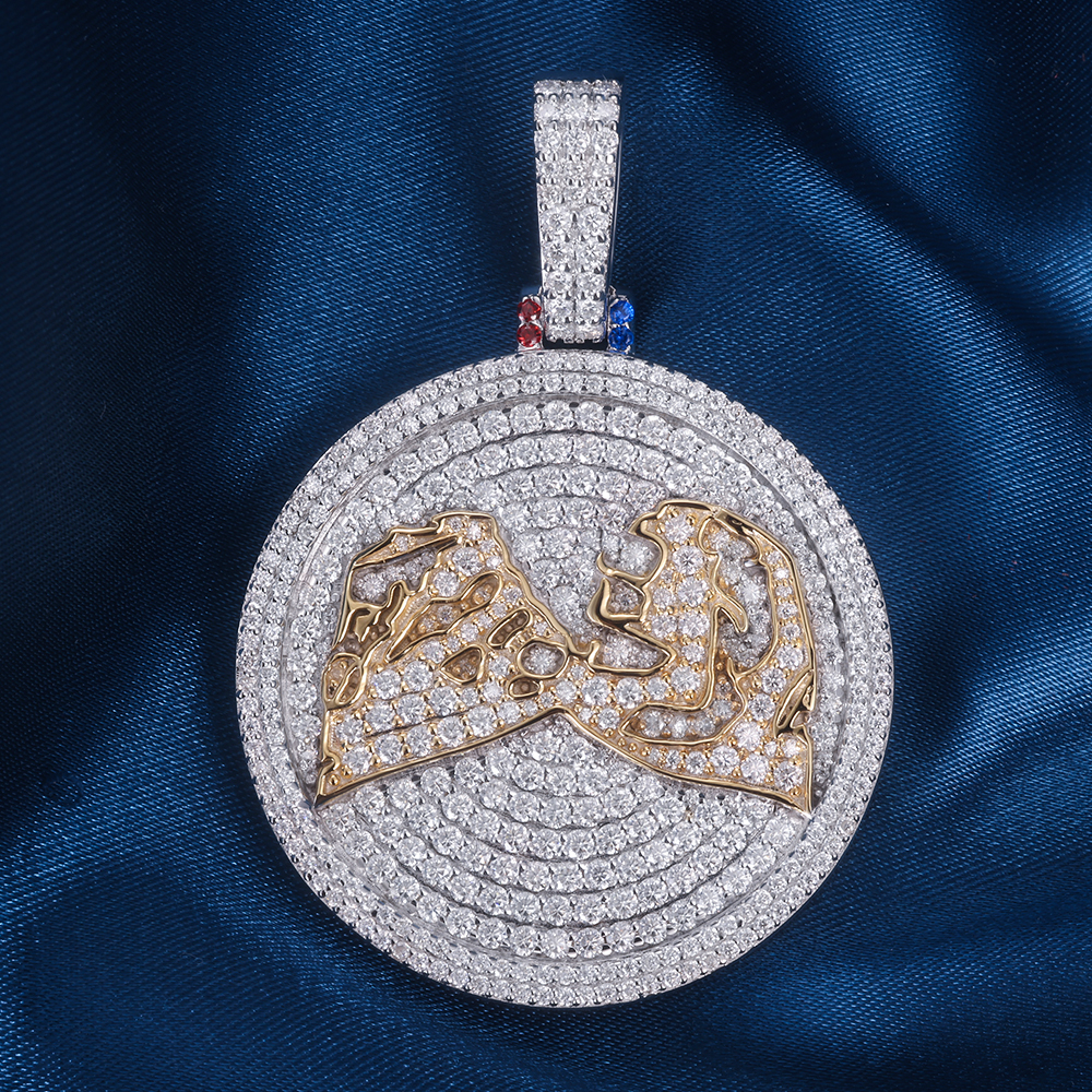 CUSTOM 1.4INCHES S925 SILVER ICED OUT D VVS MOISSANITE DIAMOND CIRCLE PENDANT RAPPER HIP HOP PENDANT 